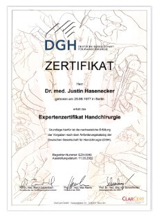DGH Zertifikat Dr. Hasenecker